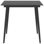 HKH Mesa de Jantar para Jardim Aço e Vidro - Preto