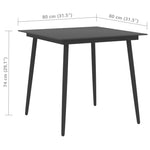 HKH Mesa de Jantar para Jardim Aço e Vidro - Preto
