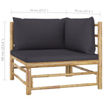 HKH 4 Pcs Conj. Lounge Jardim em Bambu C/ Almofadões Cinza-escuro - Cinzento