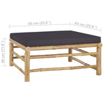 HKH 4 Pcs Conj. Lounge Jardim em Bambu C/ Almofadões Cinza-escuro - Cinzento