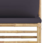 HKH 4 Pcs Conj. Lounge Jardim em Bambu C/ Almofadões Cinza-escuro - Cinzento