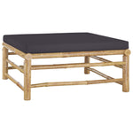 HKH 4 Pcs Conj. Lounge Jardim em Bambu C/ Almofadões Cinza-escuro - Cinzento