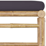 HKH 4 Pcs Conj. Lounge Jardim em Bambu C/ Almofadões Cinza-escuro - Cinzento