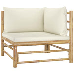 HKH 2 Pcs Conjunto Lounge de Jardim Bambu C/Almofadões Nata - Branco