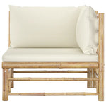 HKH 2 Pcs Conjunto Lounge de Jardim Bambu C/Almofadões Nata - Branco