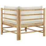 HKH 2 Pcs Conjunto Lounge de Jardim Bambu C/Almofadões Nata - Branco