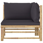 HKH 2pcs Conj. Lounge de Jardim Bambu C/ Almofadões -escuro - Cinzento