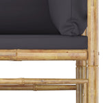 HKH 2pcs Conj. Lounge de Jardim Bambu C/ Almofadões -escuro - Cinzento