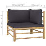 HKH 2pcs Conj. Lounge de Jardim Bambu C/ Almofadões -escuro - Cinzento