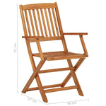 HKH 3 Pcs Conjunto Jantar Dobrável P/ Jardim Madeira Acácia Maciça - Marrom