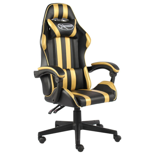 HKH Cadeira Estilo Corrida em Couro Artificial - Preto e Dourado
