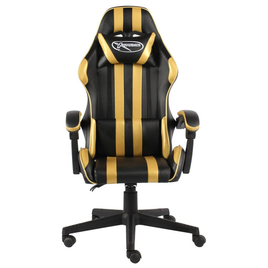 HKH Cadeira Estilo Corrida em Couro Artificial - Preto e Dourado