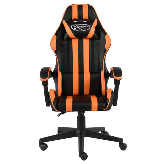 HKH Cadeira Estilo Corrida em Couro Artificial - Preto e Laranja