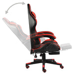 HKH Cadeira Estilo Corrida com Apoio Pés em Couro Artificial - Preto/Vermelho