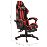 HKH Cadeira Estilo Corrida com Apoio Pés em Couro Artificial - Preto/Vermelho