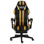 HKH Cadeira Estilo Corrida com Apoio Pés em Couro Artificial - Preto/Dourado