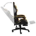HKH Cadeira Estilo Corrida com Apoio Pés em Couro Artificial - Preto/Dourado