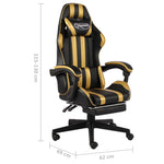 HKH Cadeira Estilo Corrida com Apoio Pés em Couro Artificial - Preto/Dourado