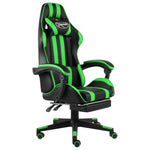 Silla Gaming HKH con reposapiés de cuero sintético - Negro/verde