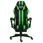 Silla Gaming HKH con reposapiés de cuero sintético - Negro/verde