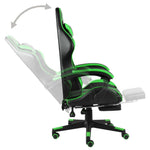 Silla Gaming HKH con reposapiés de cuero sintético - Negro/verde