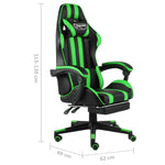Silla Gaming HKH con reposapiés de cuero sintético - Negro/verde