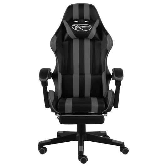 HKH Cadeira Estilo Corrida com Apoio Pés em Couro Artificial - Preto/Cinzento