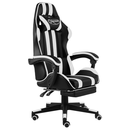 HKH Cadeira Estilo Corrida com Apoio Pés em Couro Artificial - Preto/Branco