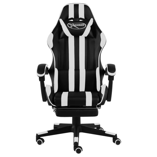 HKH Cadeira Estilo Corrida com Apoio Pés em Couro Artificial - Preto/Branco