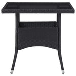 HKH 3 Pcs Conjunto de Jantar para Jardim Vime Pe e Vidro - Preto