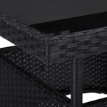 HKH 3 Pcs Conjunto de Jantar para Jardim Vime Pe e Vidro - Preto