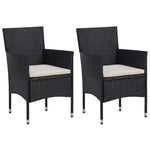 HKH 3 Pcs Conjunto de Jantar para Jardim Vime Pe e Vidro - Preto