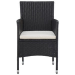 HKH 3 Pcs Conjunto de Jantar para Jardim Vime Pe e Vidro - Preto