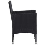 HKH 3 Pcs Conjunto de Jantar para Jardim Vime Pe e Vidro - Preto