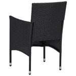 HKH 3 Pcs Conjunto de Jantar para Jardim Vime Pe e Vidro - Preto