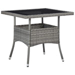 HKH 3 Pcs Conjunto de Jantar para Jardim Vime Pe e Vidro - Cinzento