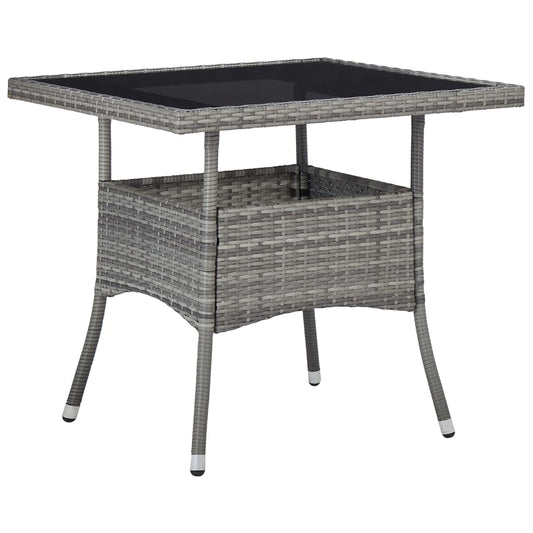 HKH 3 Pcs Conjunto de Jantar para Jardim Vime Pe e Vidro - Cinzento