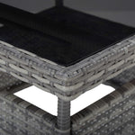 HKH 3 Pcs Conjunto de Jantar para Jardim Vime Pe e Vidro - Cinzento