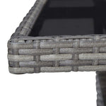 HKH 3 Pcs Conjunto de Jantar para Jardim Vime Pe e Vidro - Cinzento