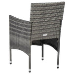 HKH 3 Pcs Conjunto de Jantar para Jardim Vime Pe e Vidro - Cinzento