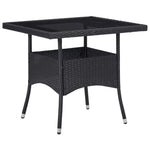 HKH 5 Pcs Conj. Jantar para Jardim Vime Pe e Madeira Acácia - Preto
