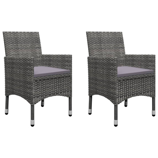 HKH 3 Pcs Conjunto Bistrô Vime Pe e Vidro Temperado - Cinzento