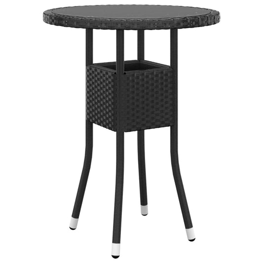 HKH 3 Pcs Conjunto de Jantar para Jardim Vime Pe - Preto