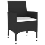 HKH 3 Pcs Conjunto de Jantar para Jardim Vime Pe - Preto