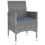HKH 3 Pcs Conjunto de Jantar para Jardim Vime Pe - Cinzento