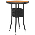 HKH 3 Pcs Conjunto de Jantar para Jardim Vime Pe - Preto