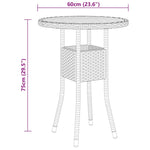 HKH 3 Pcs Conjunto de Jantar para Jardim Vime Pe - Preto