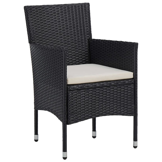 HKH 3 Pcs Conjunto de Jantar para Jardim Vime Pe - Preto