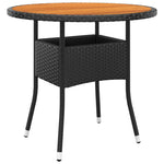 HKH 3 Pcs Conjunto de Jantar para Jardim Vime Pe - Preto