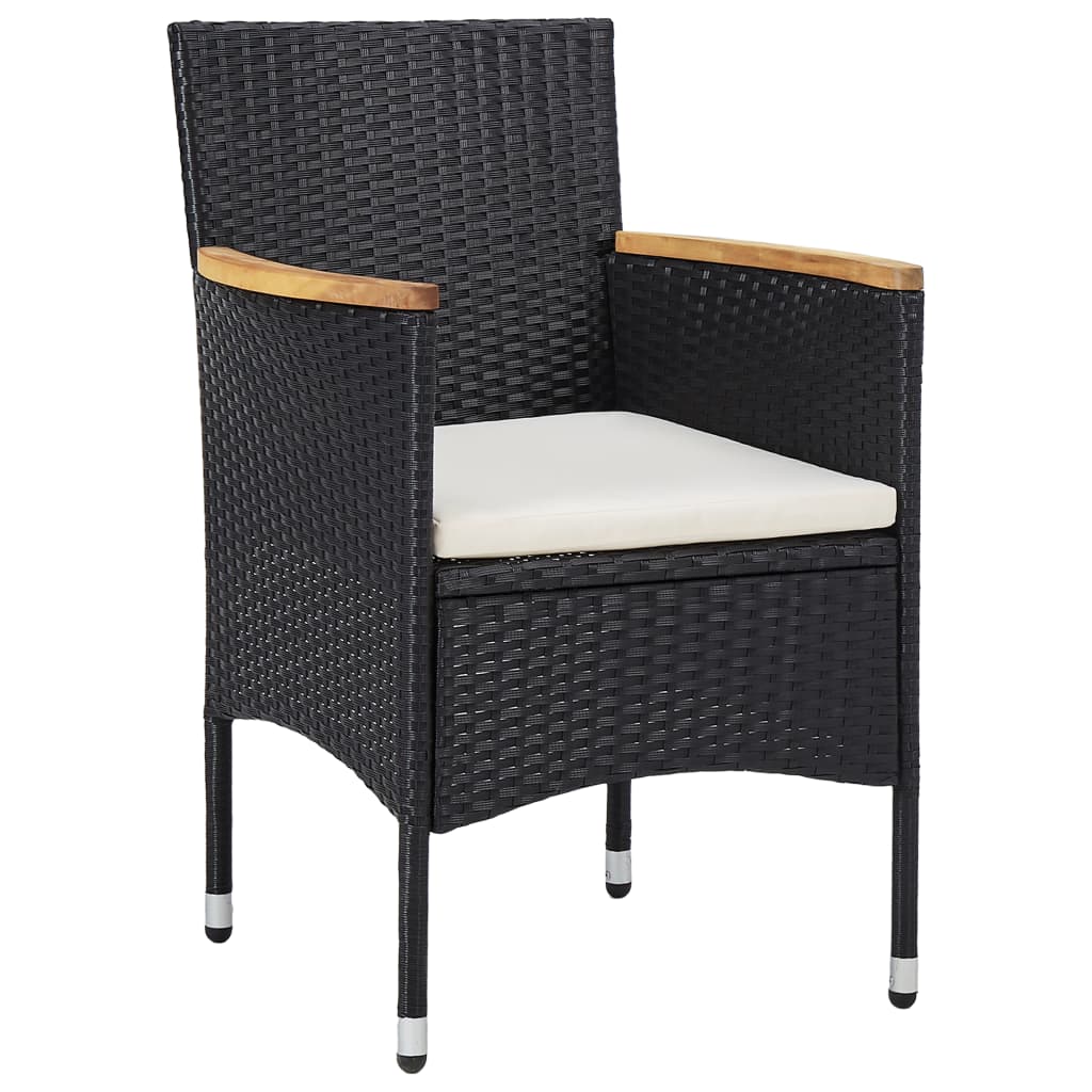 HKH 5 Pcs Conjunto de Jantar para Jardim Vime Pe - Preto